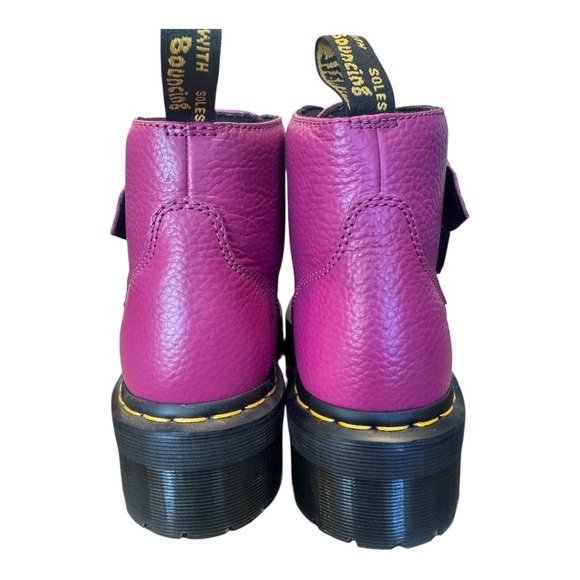 Dr. Martens Pink Devon Heart Boots Fuschia Milled Leather Quad Retro Women's 10 - Picture 6 of 13